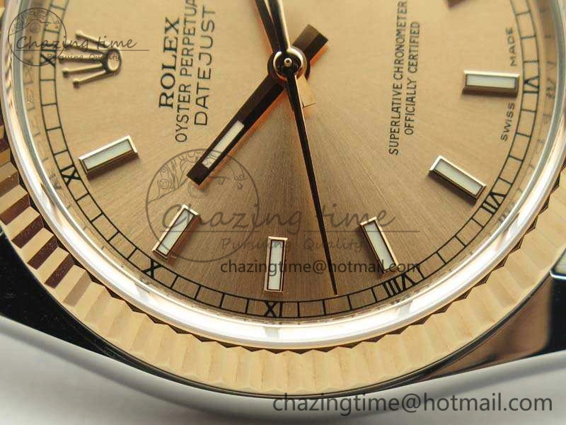 DateJust 36mm SS RG 116231 ARF 1:1 Best Edition Rose Gold Dial Fluted Bezel On SS RG Jubilee Bracelet SA3135