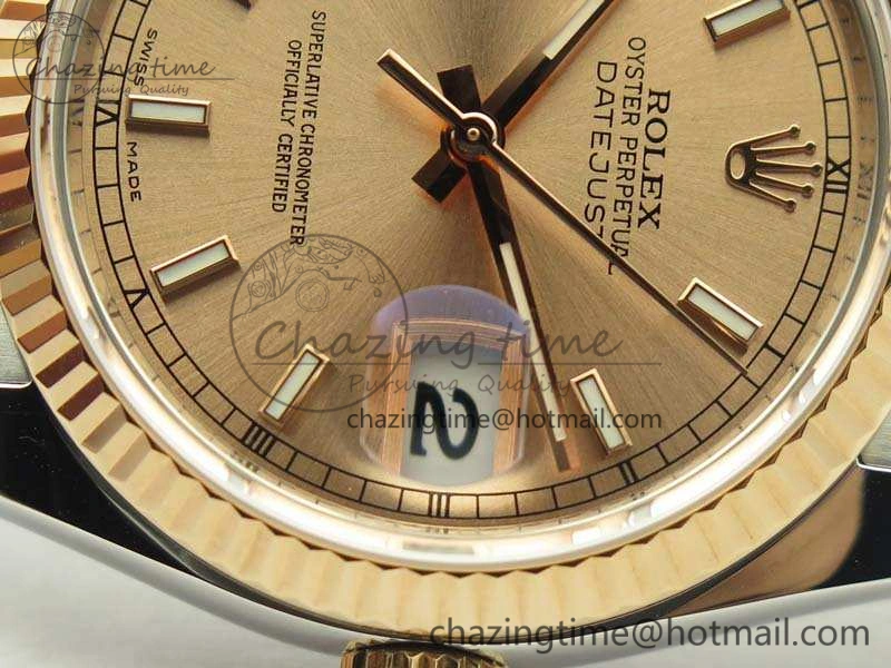 DateJust 36mm SS RG 116231 ARF 1:1 Best Edition Rose Gold Dial Fluted Bezel On SS RG Jubilee Bracelet SA3135
