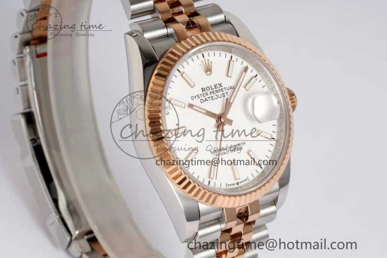 DateJust 36mm SS RG DIWF 1:1 Best Edition 904L Steel White Stick Dial on Jubilee Bracelet SA3235