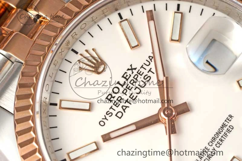 DateJust 36mm SS RG DIWF 1:1 Best Edition 904L Steel White Stick Dial on Jubilee Bracelet SA3235