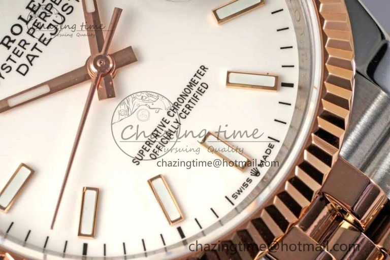 DateJust 36mm SS RG DIWF 1:1 Best Edition 904L Steel White Stick Dial on Jubilee Bracelet SA3235