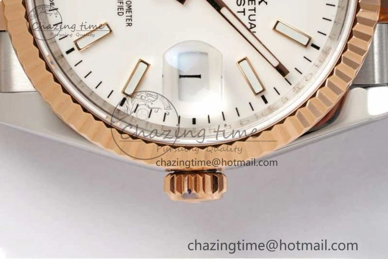 DateJust 36mm SS RG DIWF 1:1 Best Edition 904L Steel White Stick Dial on Jubilee Bracelet SA3235