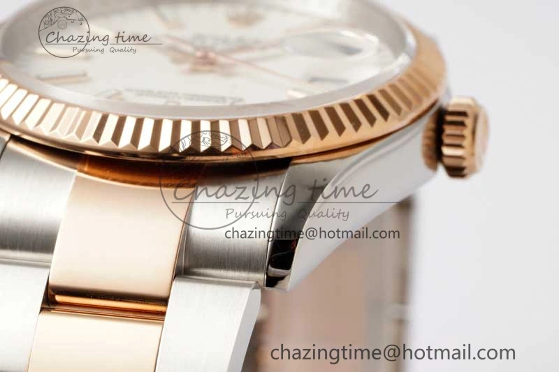 DateJust 36mm SS RG DIWF 1:1 Best Edition 904L Steel White Stick Dial on Jubilee Oyster SA3235