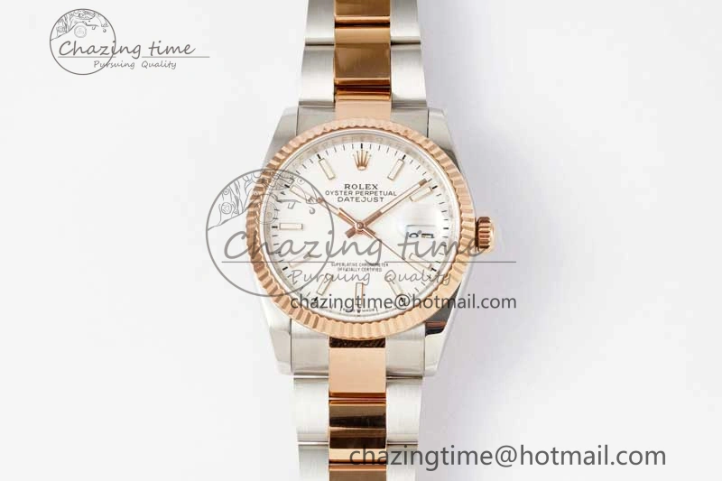 DateJust 36mm SS RG DIWF 1:1 Best Edition 904L Steel White Stick Dial on Jubilee Oyster SA3235