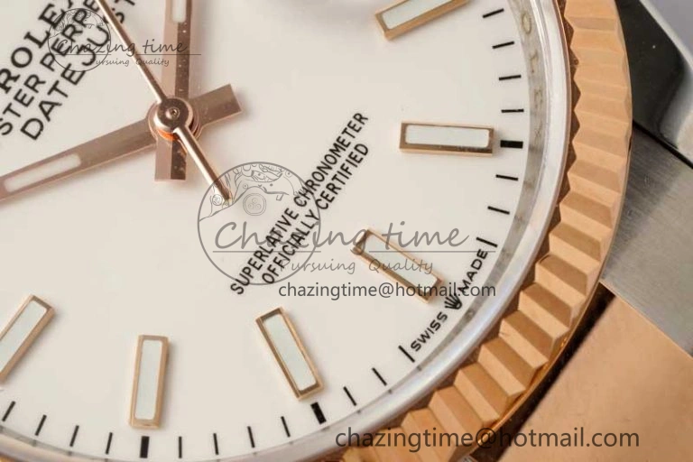 DateJust 36mm SS RG DIWF 1:1 Best Edition 904L Steel White Stick Dial on Jubilee Oyster SA3235
