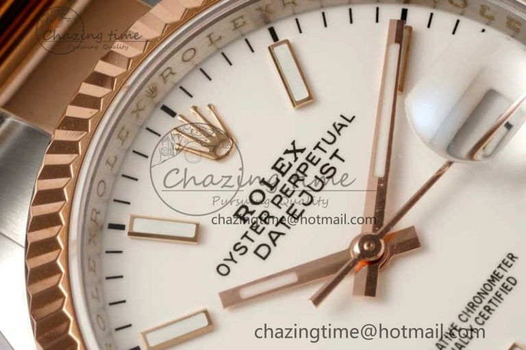 DateJust 36mm SS RG DIWF 1:1 Best Edition 904L Steel White Stick Dial on Jubilee Oyster SA3235
