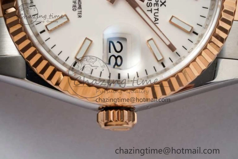 DateJust 36mm SS RG DIWF 1:1 Best Edition 904L Steel White Stick Dial on Jubilee Oyster SA3235