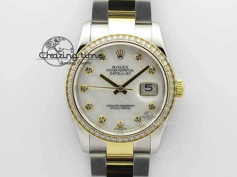 DateJust 36mm SS YG BP-Maker Best Edition Diamond Bezel White Dial On SS YG Bracelet A2824 V2