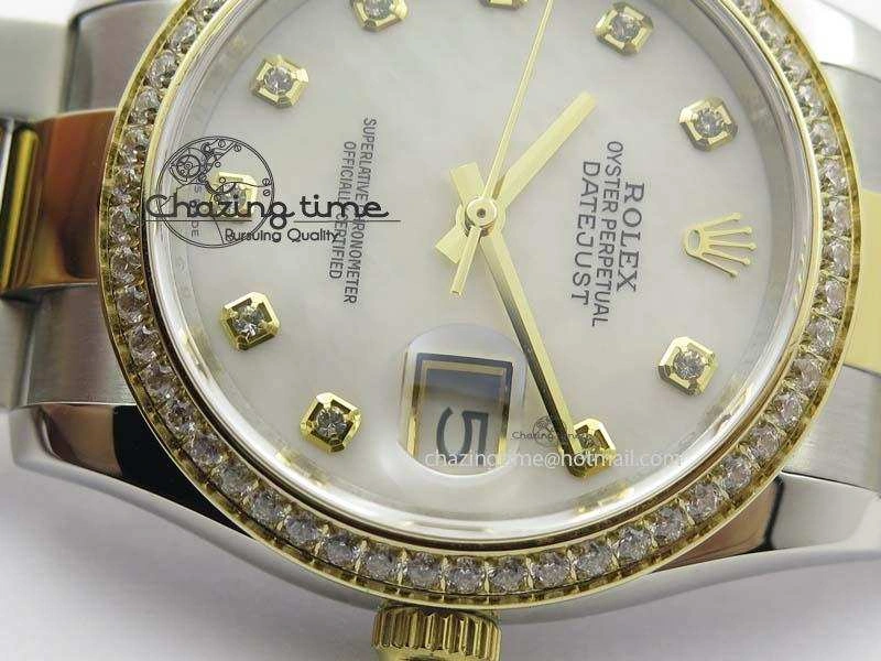 DateJust 36mm SS YG BP-Maker Best Edition Diamond Bezel White Dial On SS YG Bracelet A2824 V2