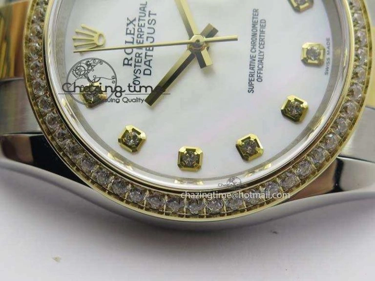 DateJust 36mm SS YG BP-Maker Best Edition Diamond Bezel White Dial On SS YG Bracelet A2824 V2