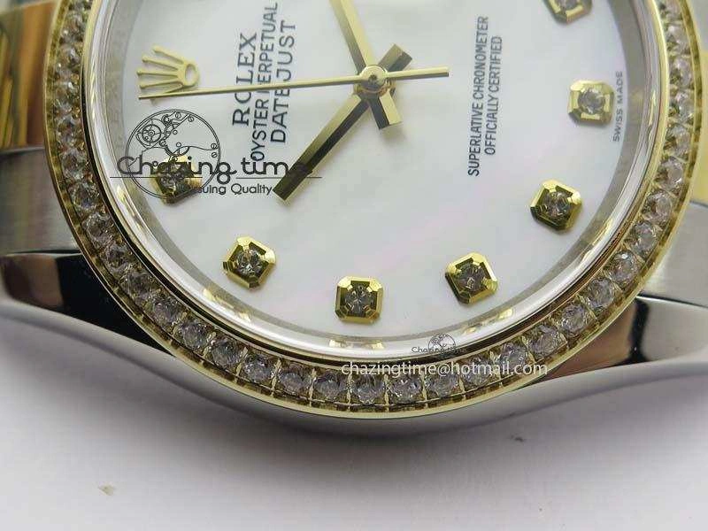DateJust 36mm SS YG BP-Maker Best Edition Diamond Bezel White Dial On SS YG Bracelet A2824 V2