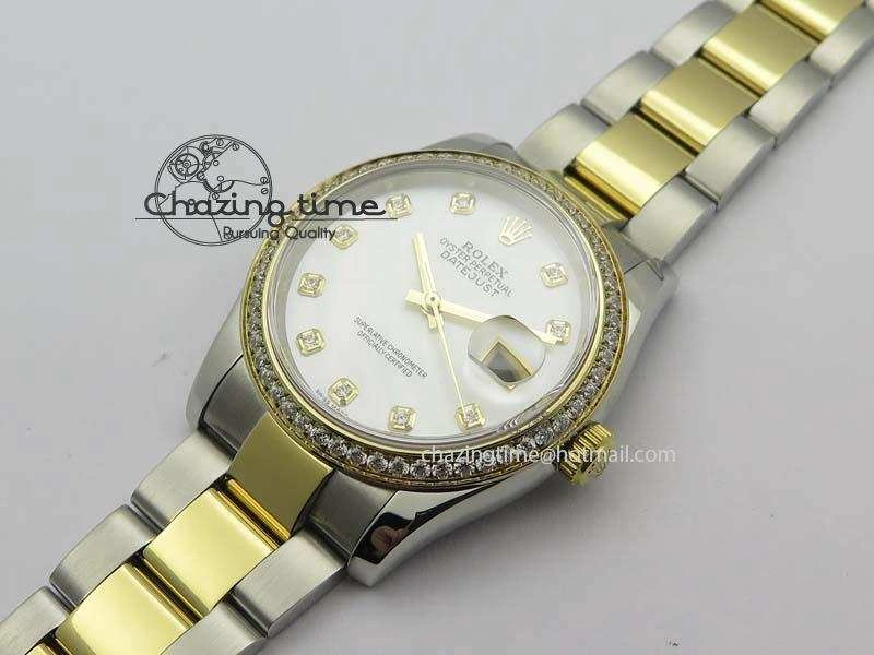 DateJust 36mm SS YG BP-Maker Best Edition Diamond Bezel White Dial On SS YG Bracelet A2824 V2