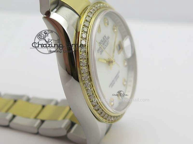 DateJust 36mm SS YG BP-Maker Best Edition Diamond Bezel White MOP Dial On SS YG Bracelet A2824 V2