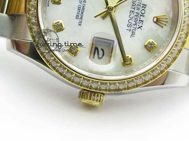 DateJust 36mm SS YG BP-Maker Best Edition Diamond Bezel White MOP Dial On SS YG Bracelet A2824 V2