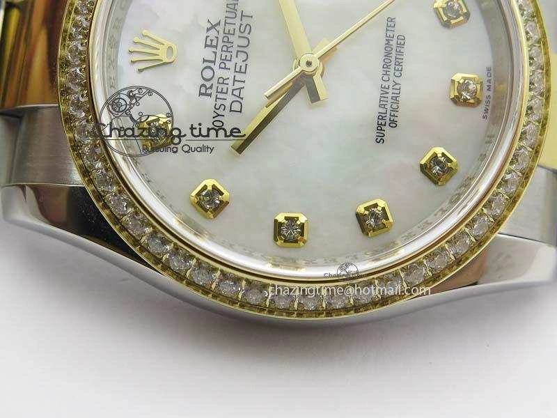 DateJust 36mm SS YG BP-Maker Best Edition Diamond Bezel White MOP Dial On SS YG Bracelet A2824 V2