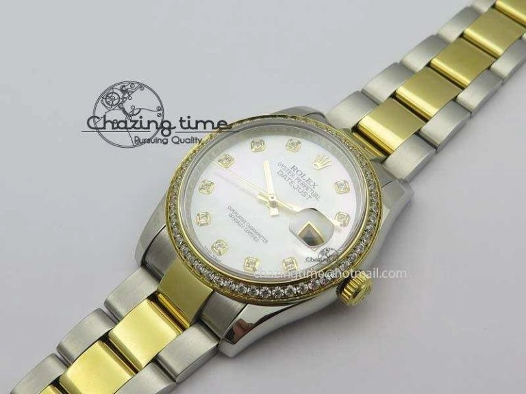 DateJust 36mm SS YG BP-Maker Best Edition Diamond Bezel White MOP Dial On SS YG Bracelet A2824 V2