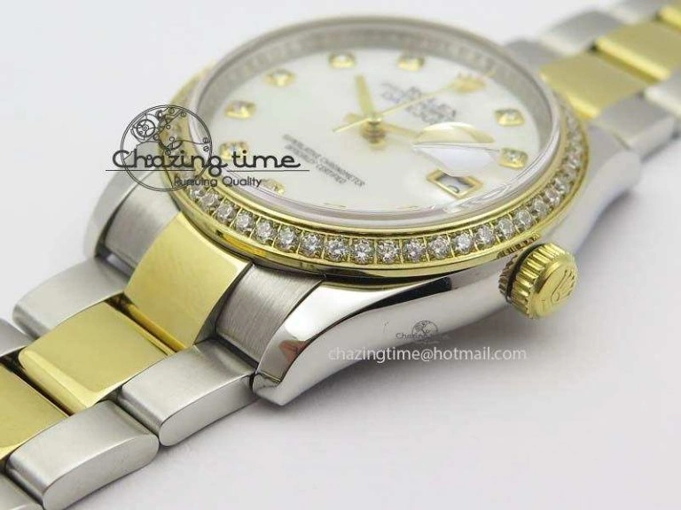 DateJust 36mm SS YG BP-Maker Best Edition Diamond Bezel White MOP Dial On SS YG Bracelet A2824 V2