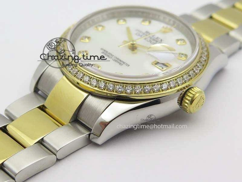 DateJust 36mm SS YG BP-Maker Best Edition Diamond Bezel White MOP Dial On SS YG Bracelet A2824 V2