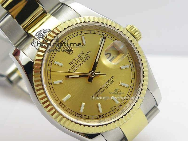 DateJust 36mm SS YG BP-Maker Best Edition Gold Dial On SS YG Bracelet A2824 V2