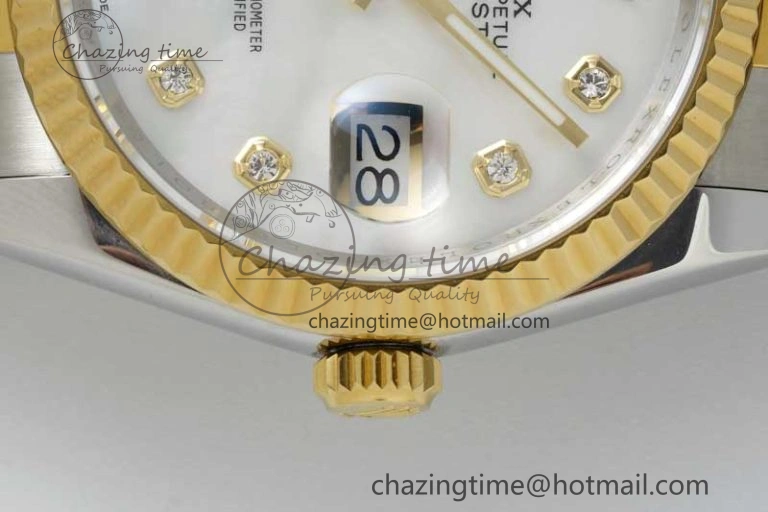 DateJust 36mm SS YG DIWF 1:1 Best Edition 904L Steel White MOP Diamonds Dial on Oyster Bracelet SA3235