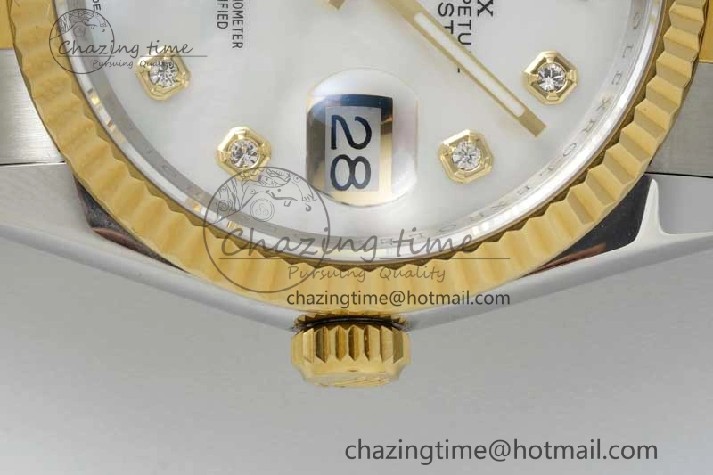 DateJust 36mm SS YG DIWF 1:1 Best Edition 904L Steel White MOP Diamonds Dial on Oyster Bracelet SA3235