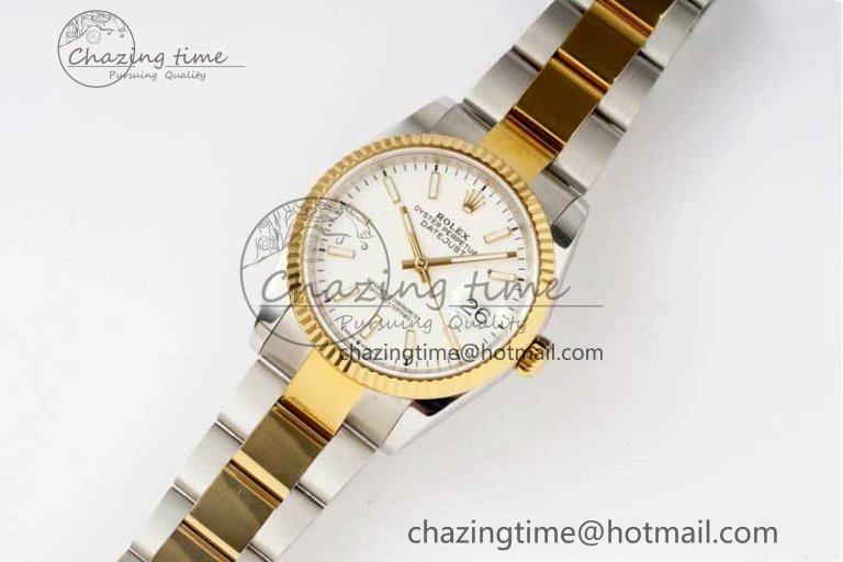 DateJust 36mm SS YG DIWF 1:1 Best Edition 904L Steel White Stick Dial on Oyster Bracelet SA3235