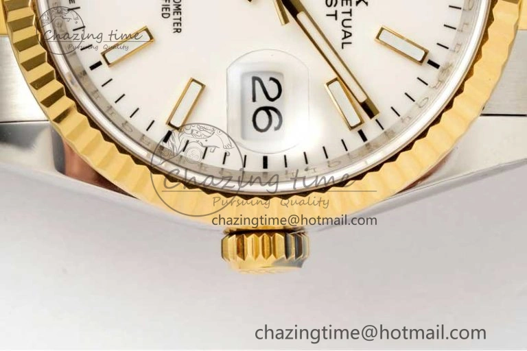 DateJust 36mm SS YG DIWF 1:1 Best Edition 904L Steel White Stick Dial on Oyster Bracelet SA3235