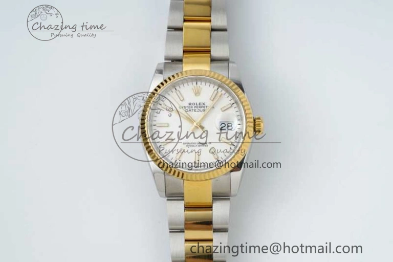DateJust 36mm SS YG DIWF 1:1 Best Edition 904L Steel White Stick Dial on Oyster Bracelet SA3235