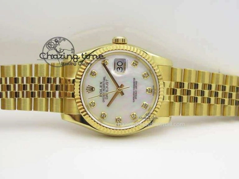 DateJust 36mm Wrapped YG BP-Maker Best Edition White MOP Dial On Wrapped YG Bracelet ETA2836