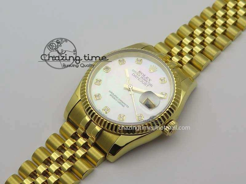 DateJust 36mm Wrapped YG BP-Maker Best Edition White MOP Dial On Wrapped YG Bracelet ETA2836