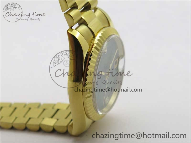 DateJust 36mm YG EDF Best Edition Green Malachite Dial Crystal Markers on YG President Bracelet A2824