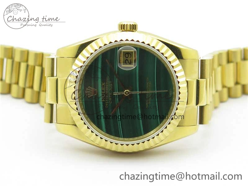 DateJust 36mm YG EDF Best Edition Green Malachite Dial on SS President Bracelet A2824