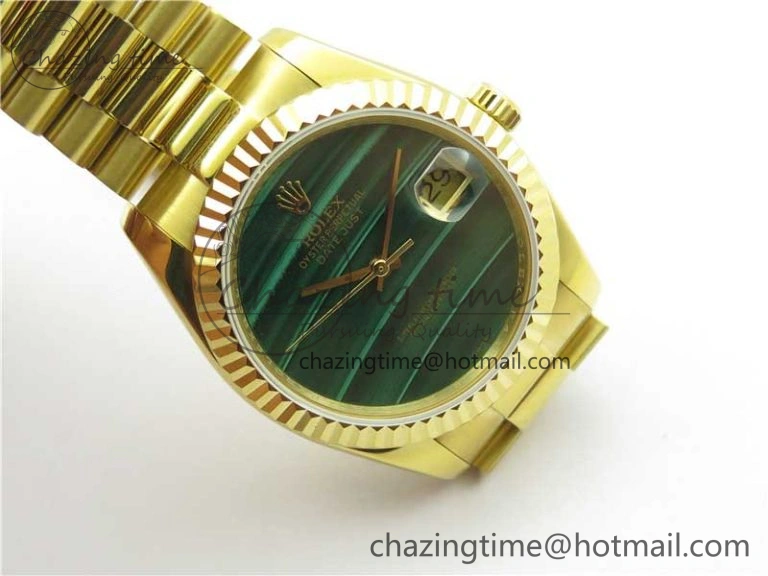 DateJust 36mm YG EDF Best Edition Green Malachite Dial on SS President Bracelet A2824