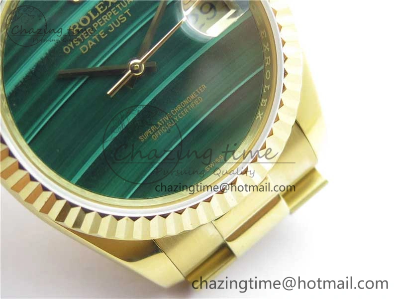 DateJust 36mm YG EDF Best Edition Green Malachite Dial on SS President Bracelet A2824