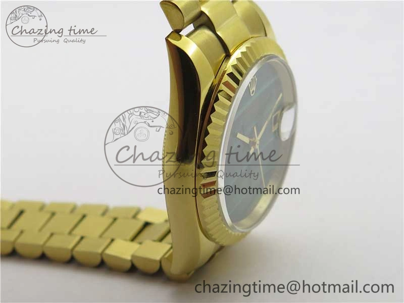 DateJust 36mm YG EDF Best Edition Green Malachite Dial on SS President Bracelet A2824