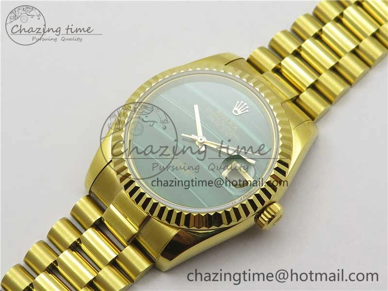 DateJust 36mm YG EDF Best Edition Green Malachite Dial on SS President Bracelet A2824