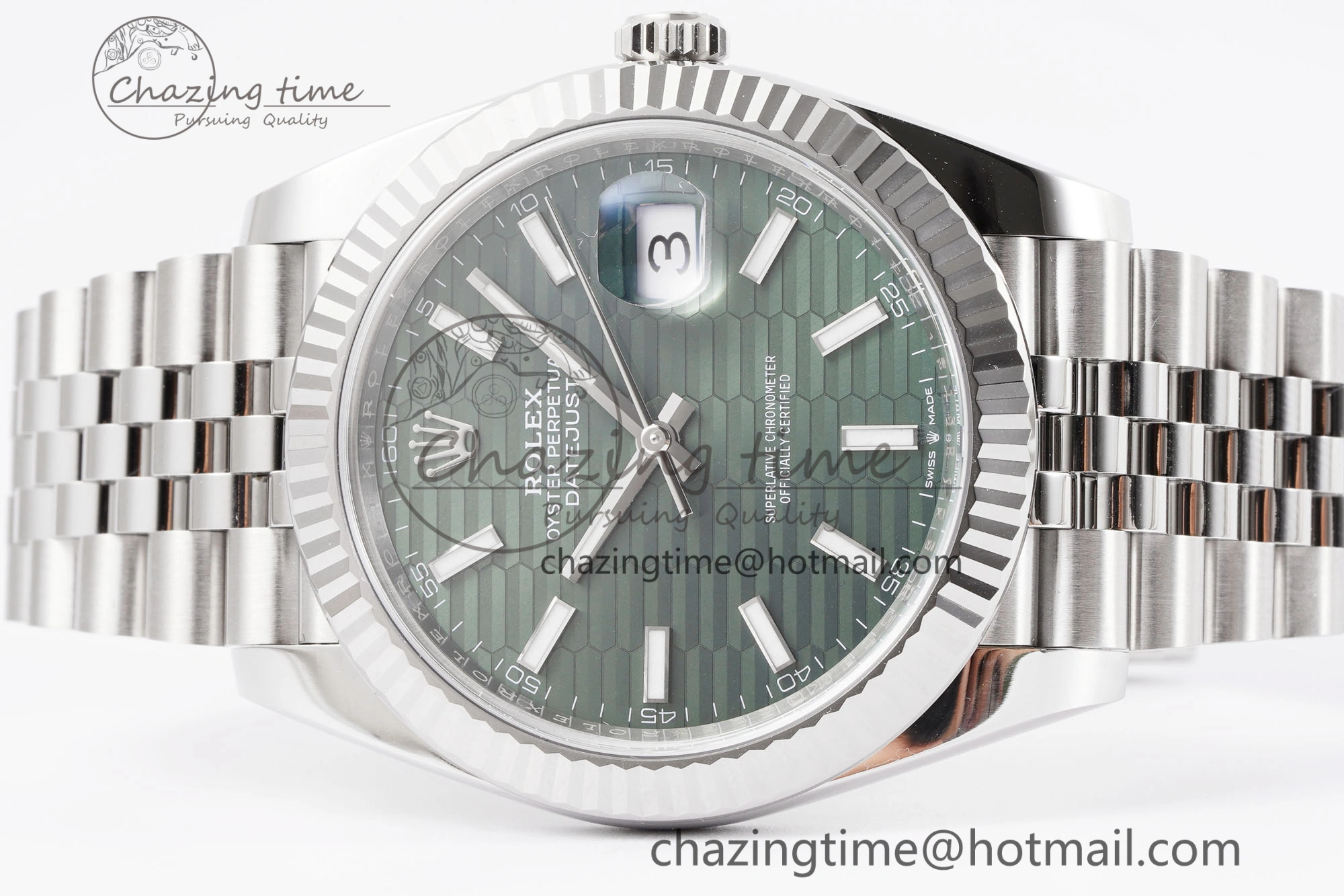DateJust 41 126234 Clean 1:1 Best Edition 904L Steel Green Textured Dial on Jubilee Bracelet VR3235