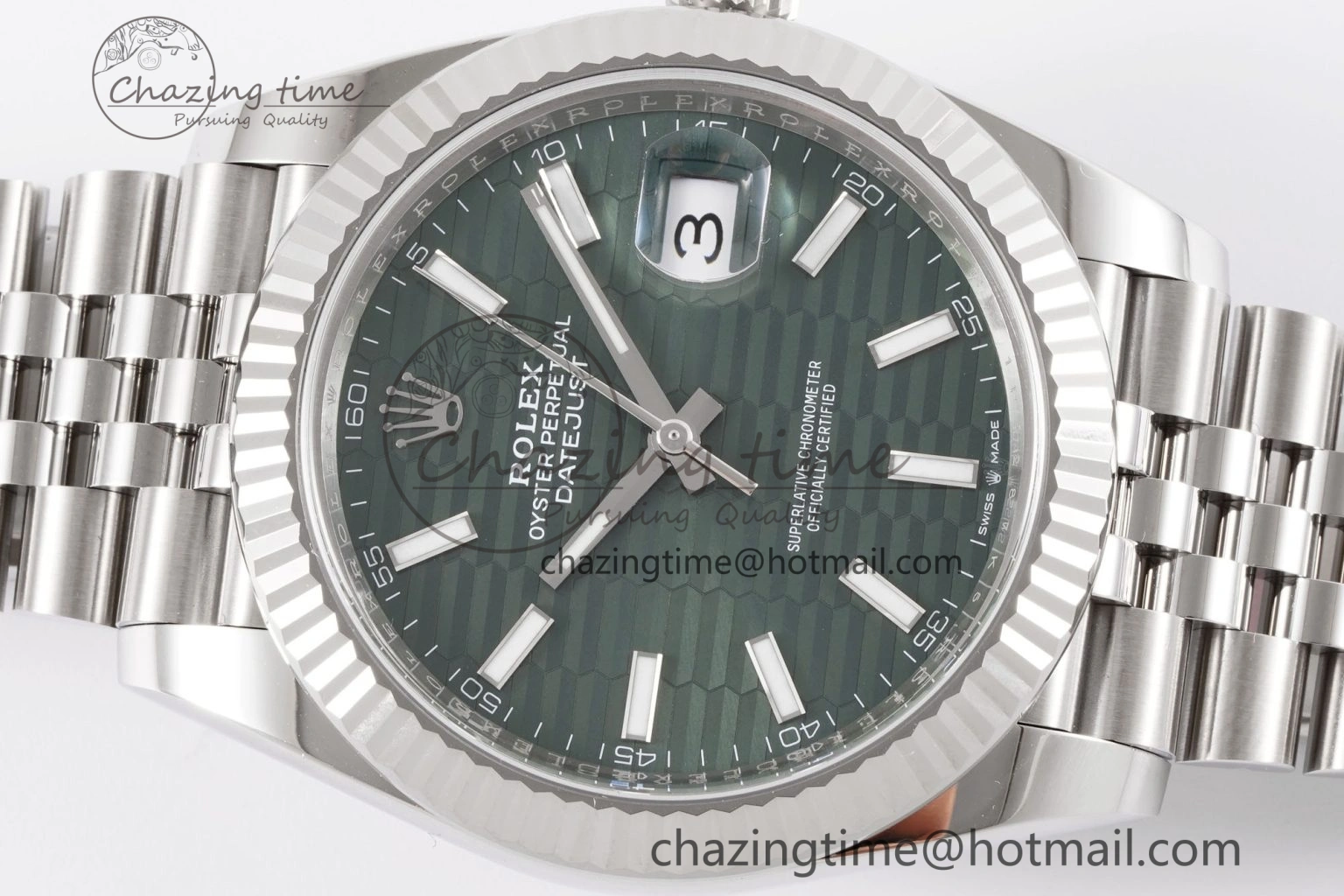 DateJust 41 126234 Clean 1:1 Best Edition 904L Steel Green Textured Dial on Jubilee Bracelet VR3235