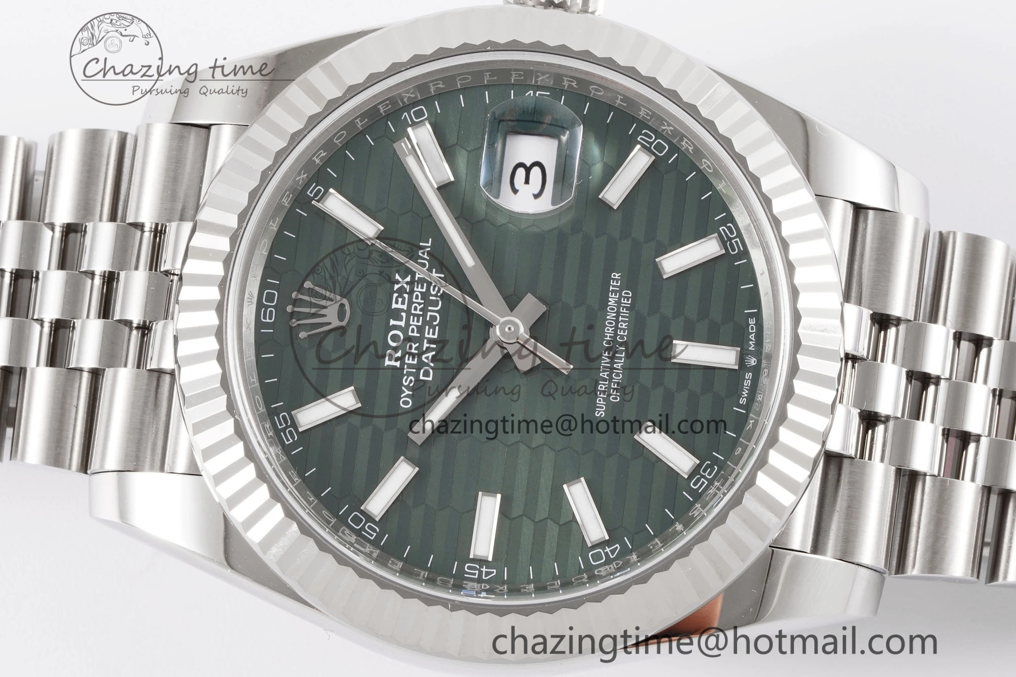 DateJust 41 126234 Clean 1:1 Best Edition 904L Steel Green Textured Dial on Jubilee Bracelet VR3235