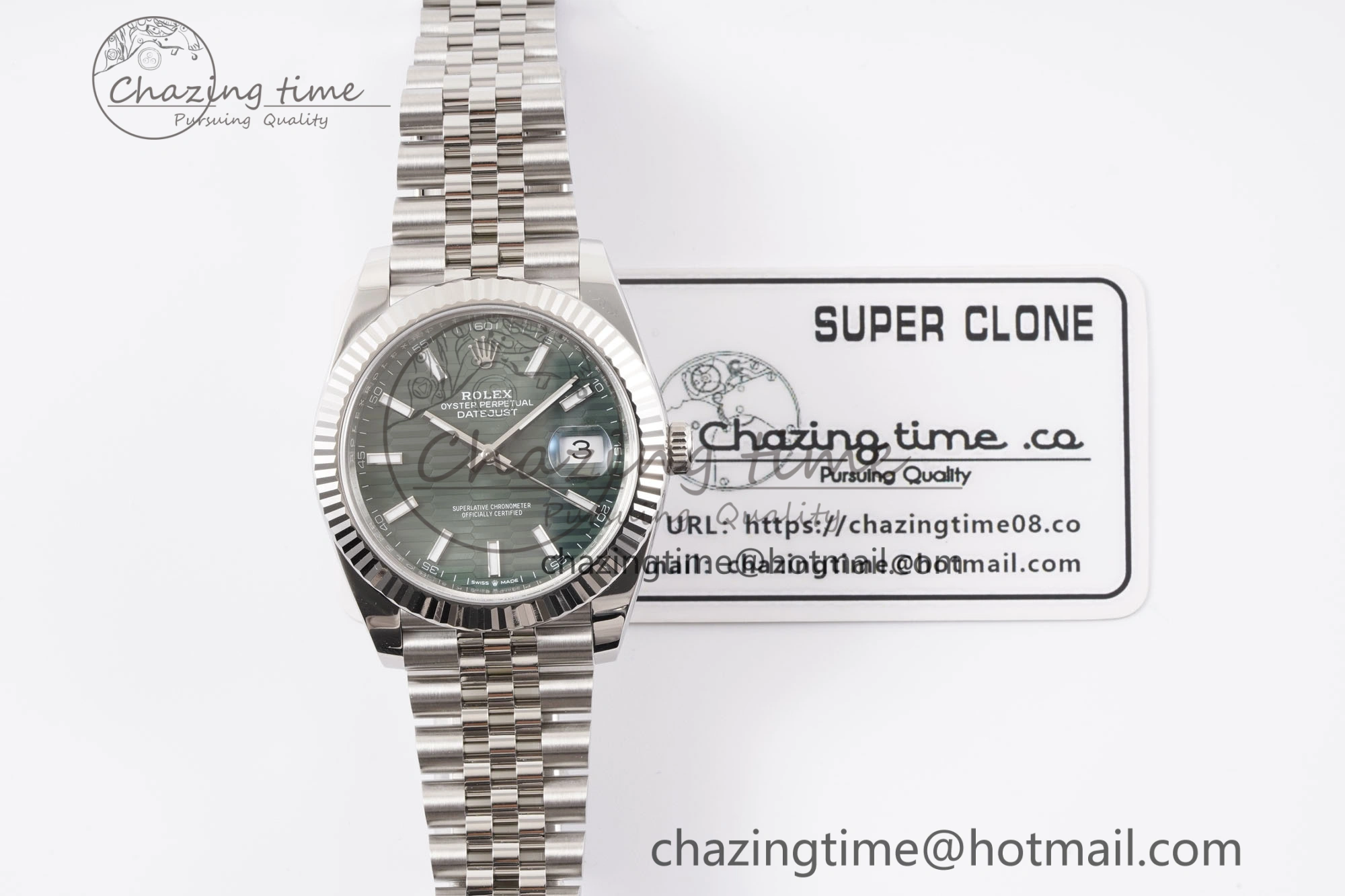 DateJust 41 126234 Clean 1:1 Best Edition 904L Steel Green Textured Dial on Jubilee Bracelet VR3235