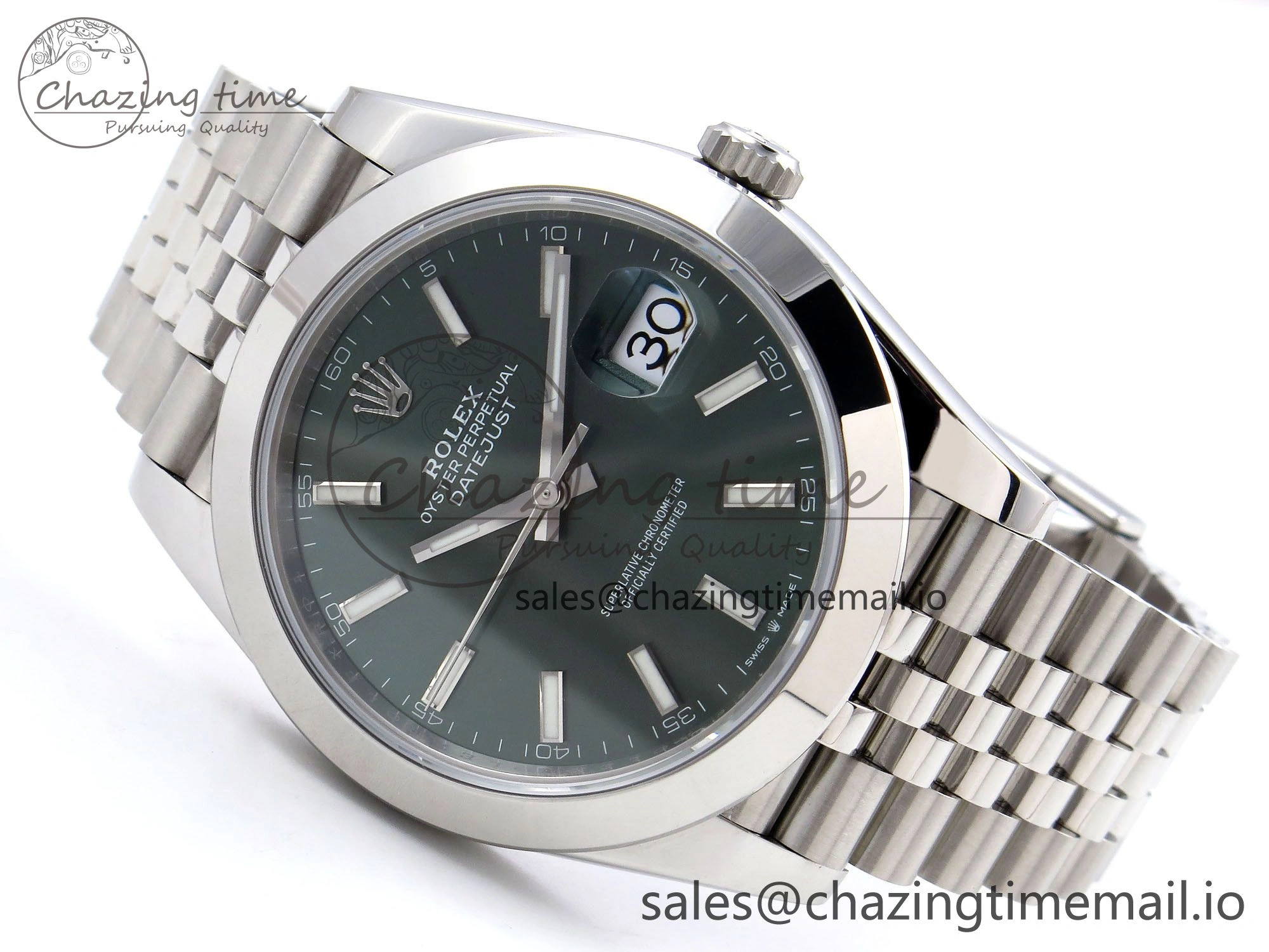 DateJust 41 126330 904L SS VSF 1:1 Best Edition Green Dial on Jubilee Bracelet VS3235