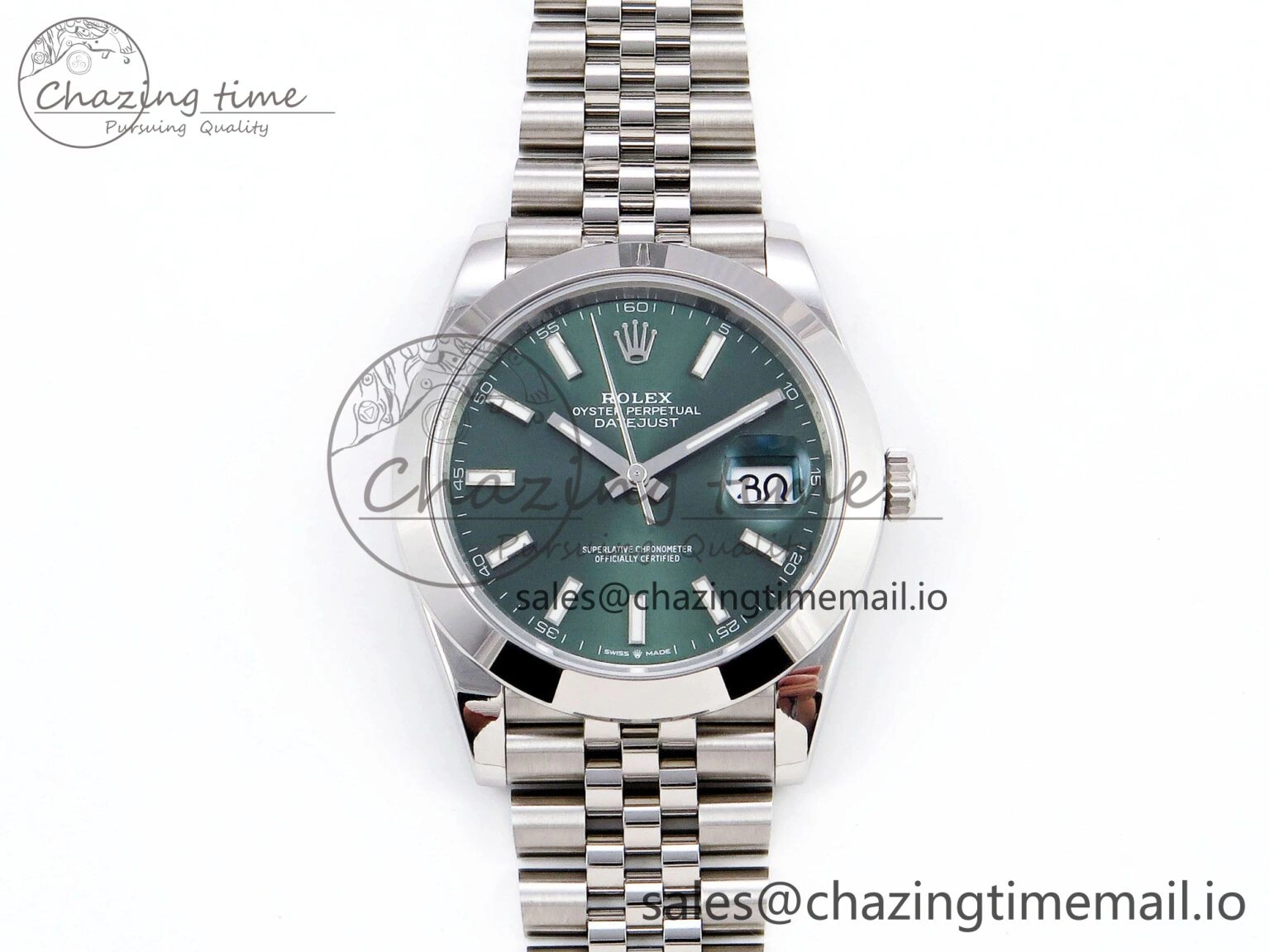 DateJust 41 126330 904L SS VSF 1:1 Best Edition Green Dial on Jubilee Bracelet VS3235