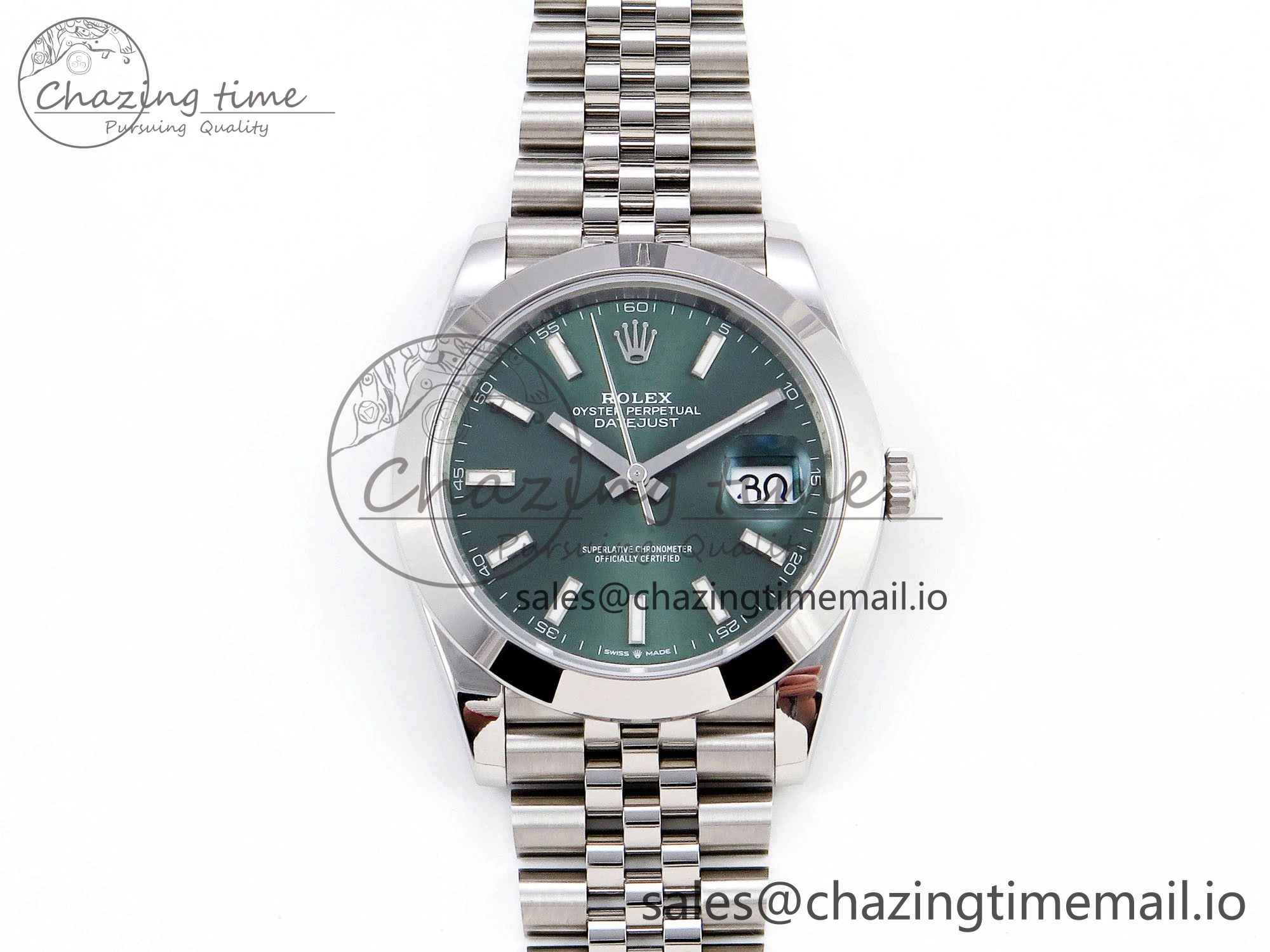 DateJust 41 126330 904L SS VSF 1:1 Best Edition Green Dial on Jubilee Bracelet VS3235
