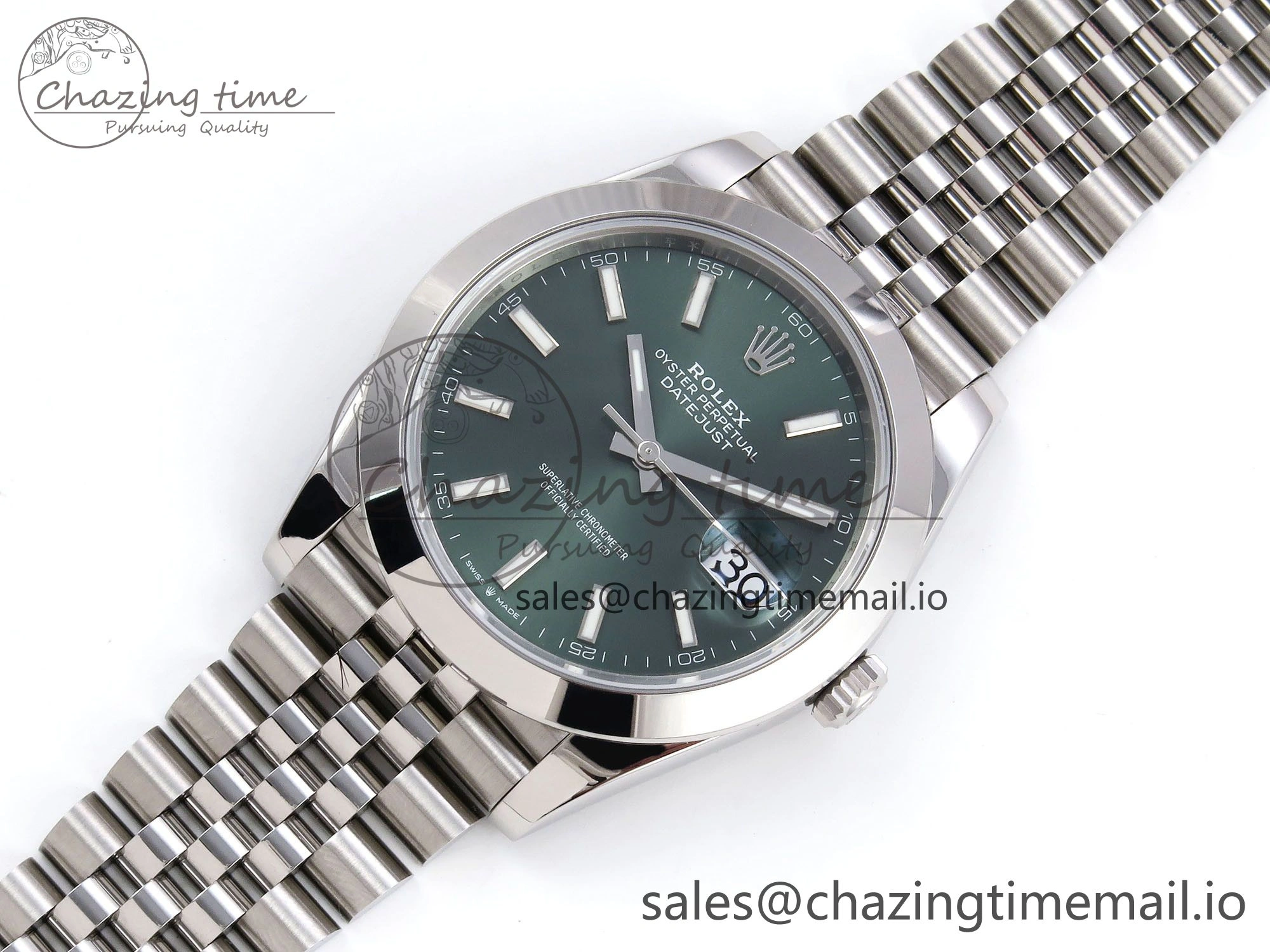 DateJust 41 126330 904L SS VSF 1:1 Best Edition Green Dial on Jubilee Bracelet VS3235