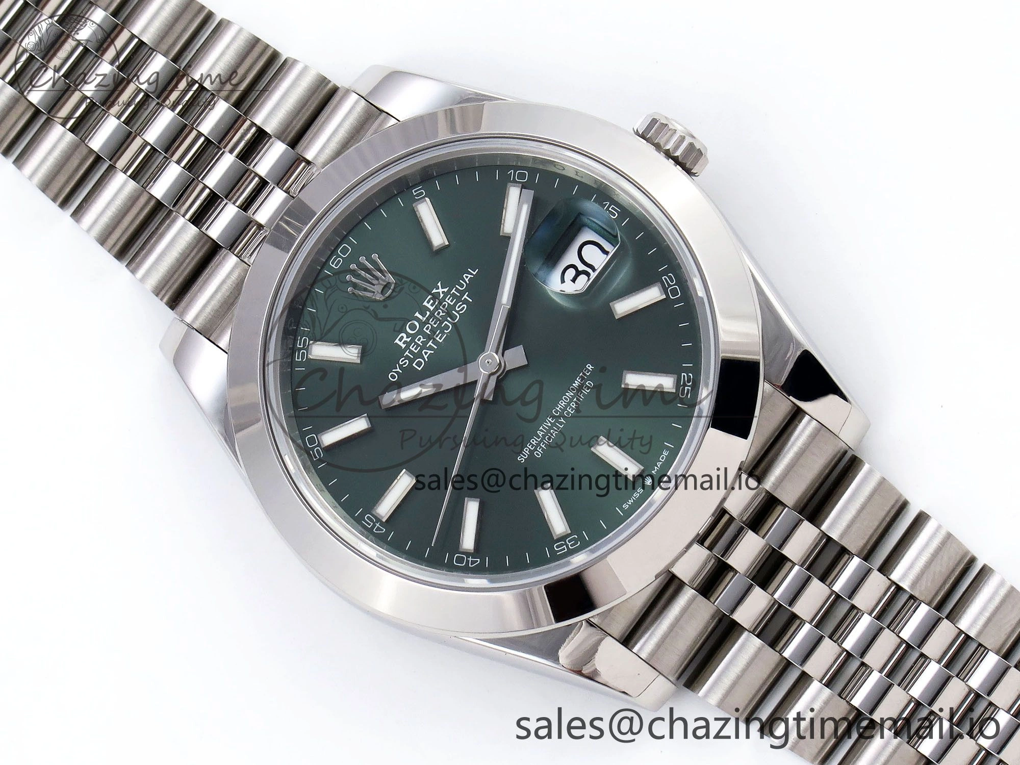 DateJust 41 126330 904L SS VSF 1:1 Best Edition Green Dial on Jubilee Bracelet VS3235