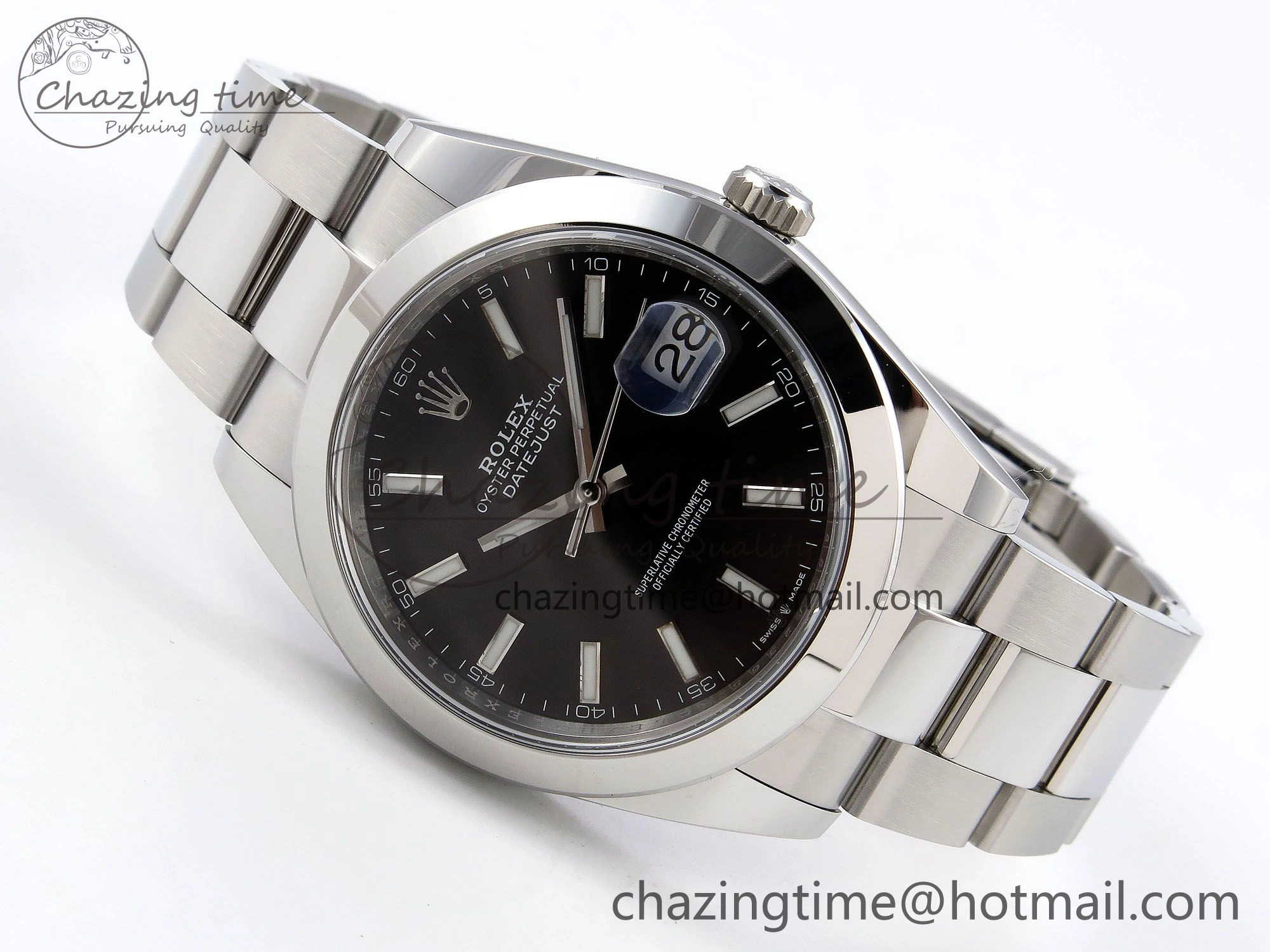 DateJust 41 126330 C+F 1:1 Best Edition 904L Steel Black Dial on SS Oyster Bracelet VR3235