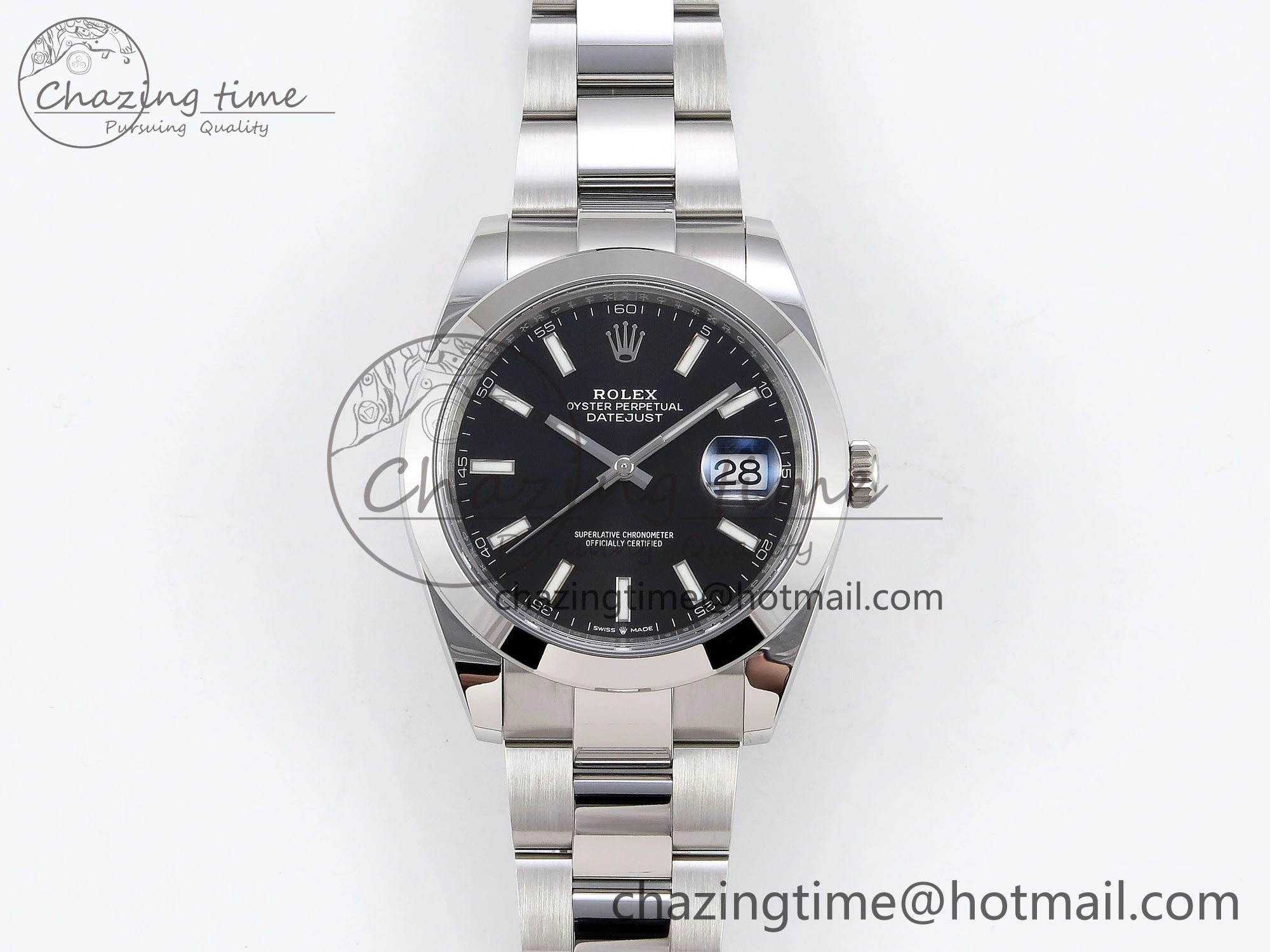 DateJust 41 126330 C+F 1:1 Best Edition 904L Steel Black Dial on SS Oyster Bracelet VR3235