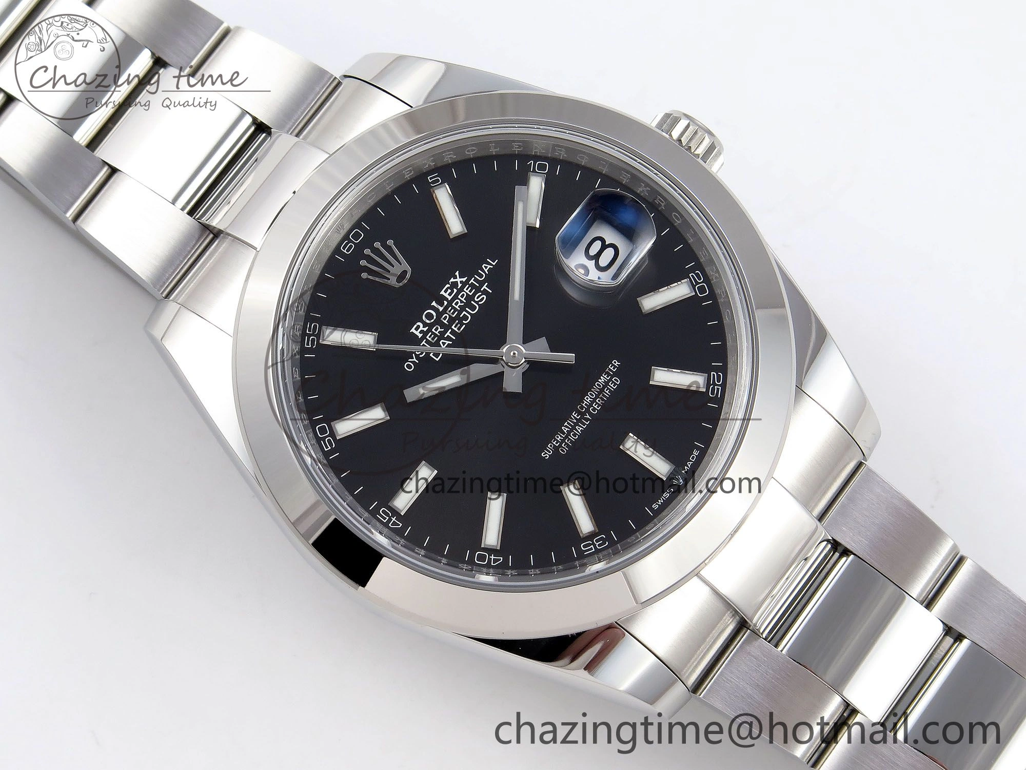 DateJust 41 126330 C+F 1:1 Best Edition 904L Steel Black Dial on SS Oyster Bracelet VR3235