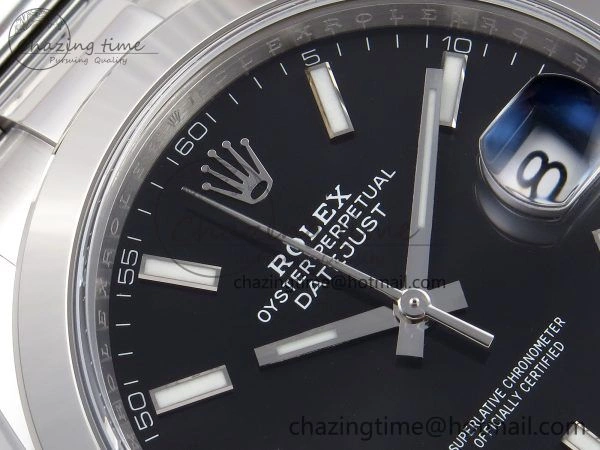 DateJust 41 126330 C+F 1:1 Best Edition 904L Steel Black Dial on SS Oyster Bracelet VR3235