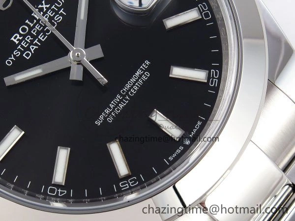 DateJust 41 126330 C+F 1:1 Best Edition 904L Steel Black Dial on SS Oyster Bracelet VR3235